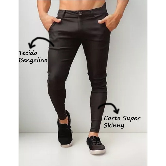 Calça Masculina Skinny Bengaline Alfaiataria Social Estica Elegante Confortável