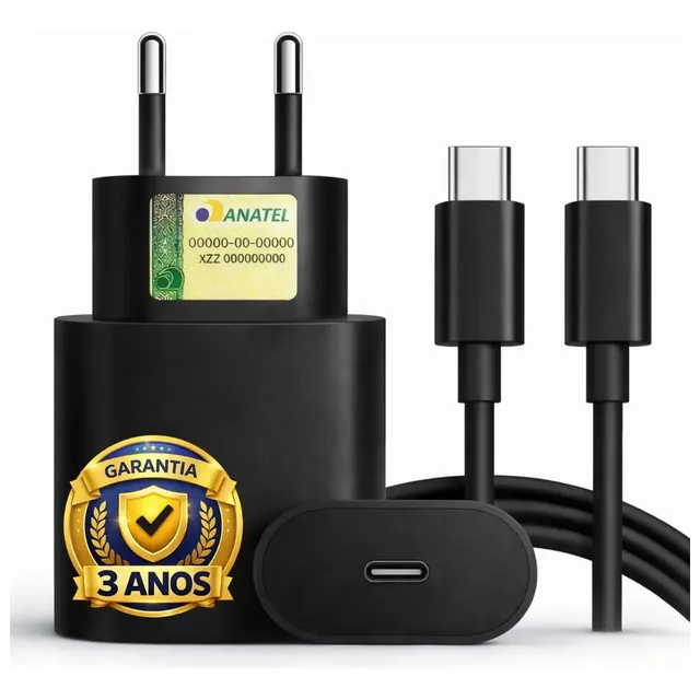 Carregador turbo de parede com cabo USB-C