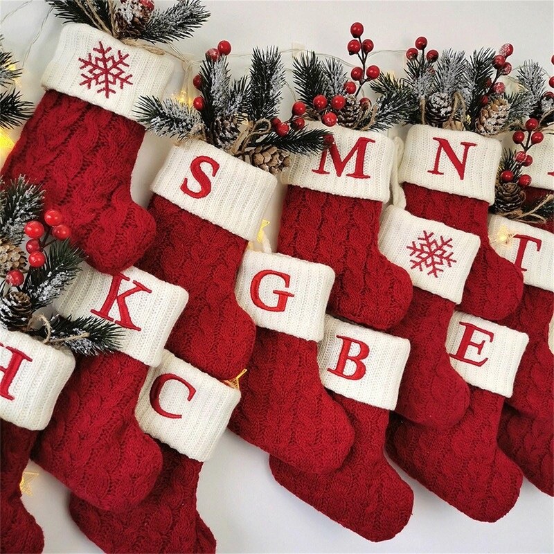 Meia vermelha de Natal personalizada com letra