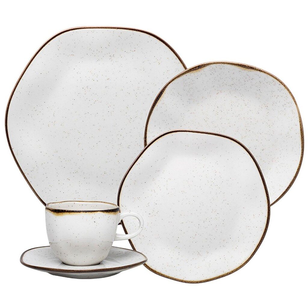 Aparelho de jantar e chá Maresia com trinta peças de porcelana
