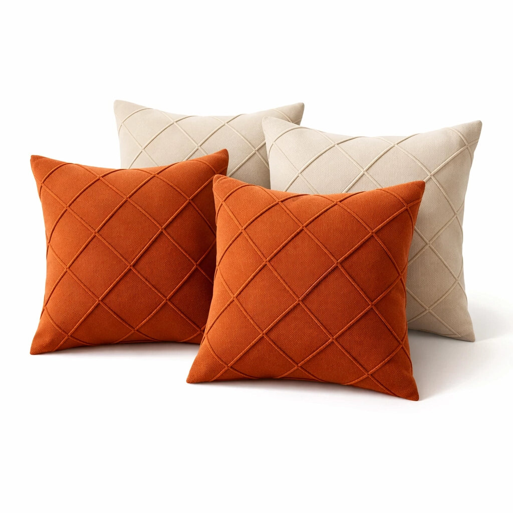 Kit de capas de almofada em suede nos tons terracota e creme