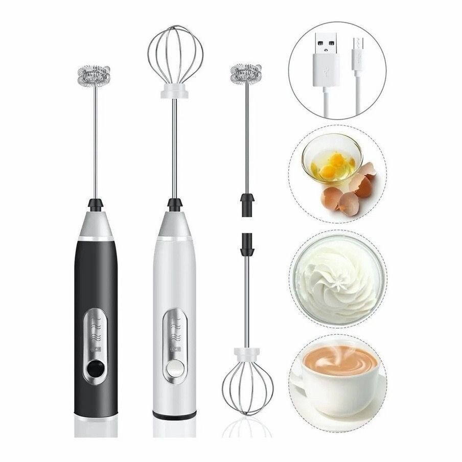 Mixer elétrico portátil com batedores para bebidas e ovos