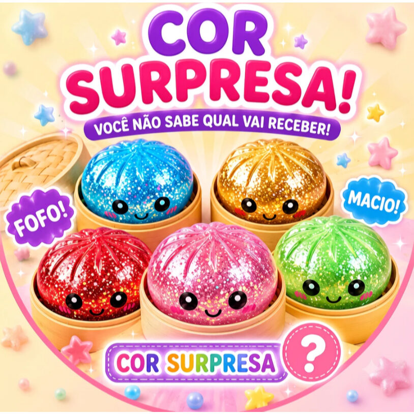 Squishies de bolinho coloridos vendidos em caixa surpresa